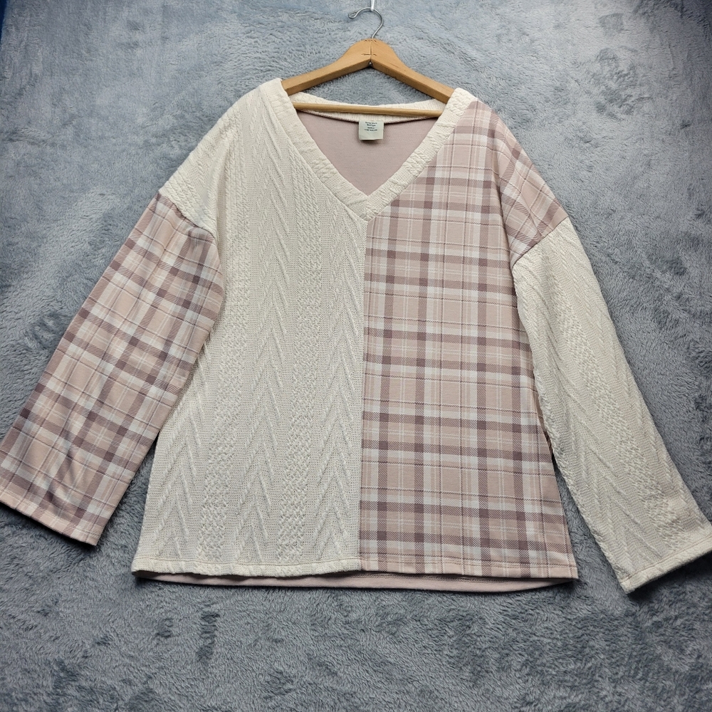 Womens Pullover Sweater Blouse Size Medium Long Sleeve Scrap Work Boutique
